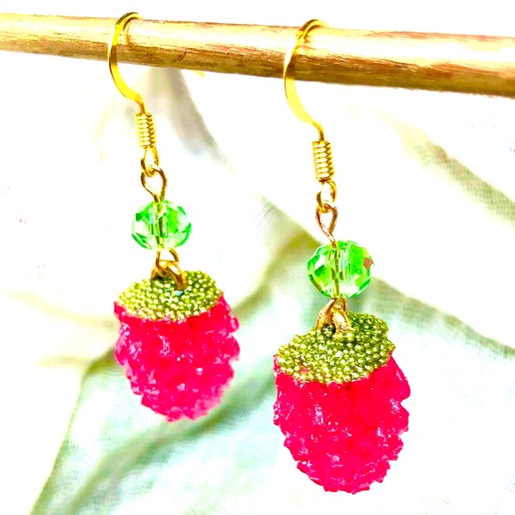Gold Raspberry Earrings - Picture 5 of 9
